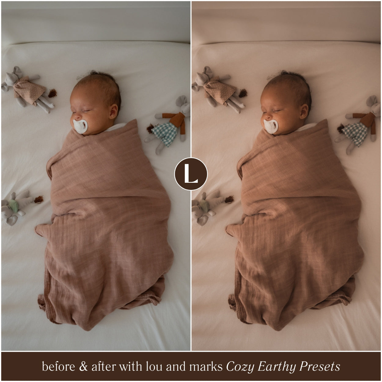 Newborn Photo Presets Cozy Earthy for indoor photo session for photographers