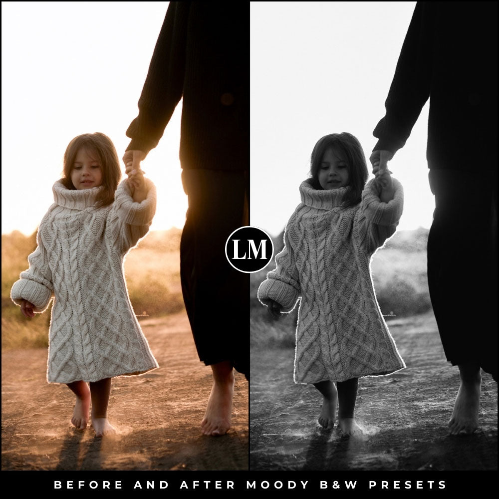 Moody Black and White Lightroom Presets by Lou and Marks Presets