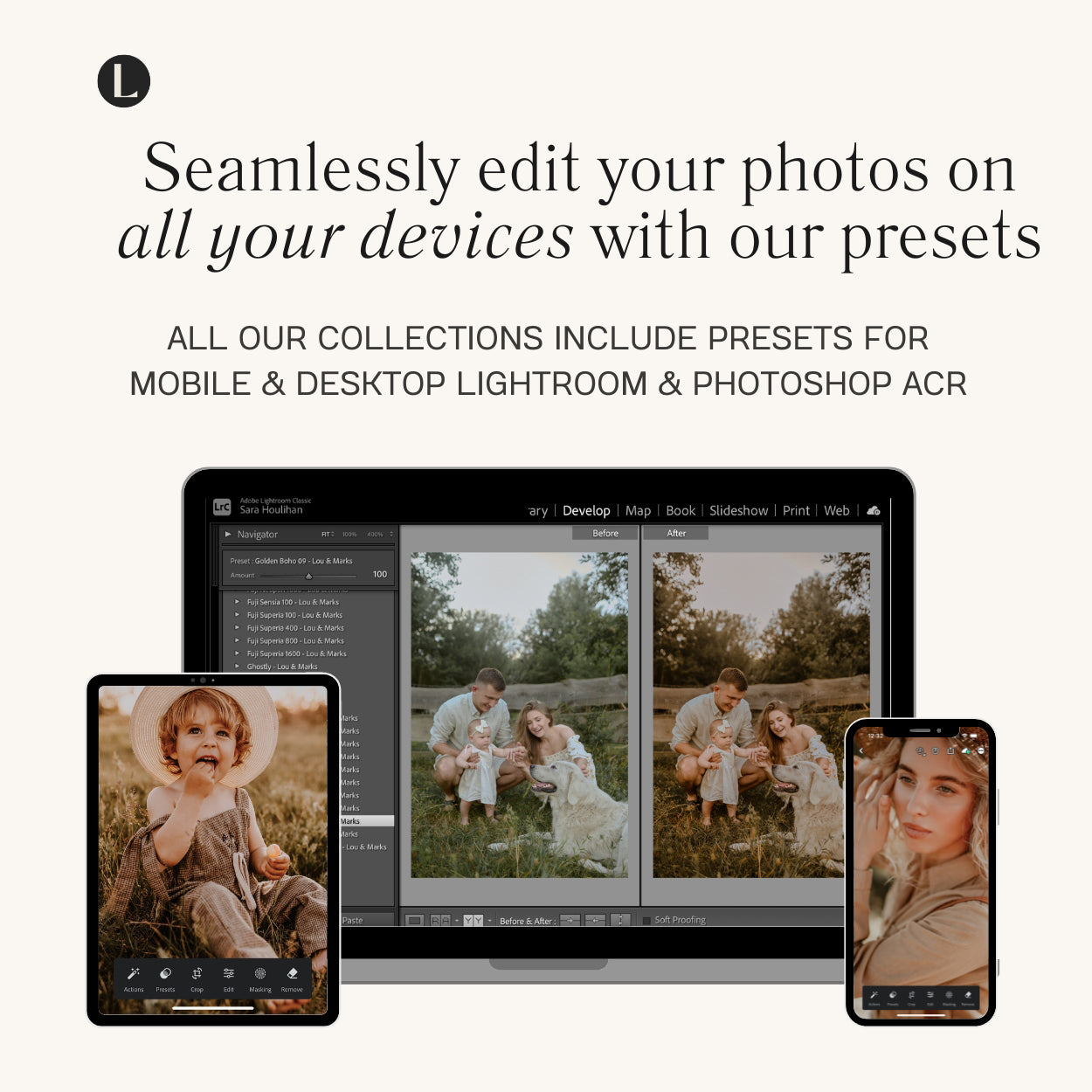 New Golden Boho Lightroom Preset Collection For Adobe Lightroom Mobile And Desktop Lightroom And Photoshop Photo Editing For Instagram And photographers by Lou And Marks Presets