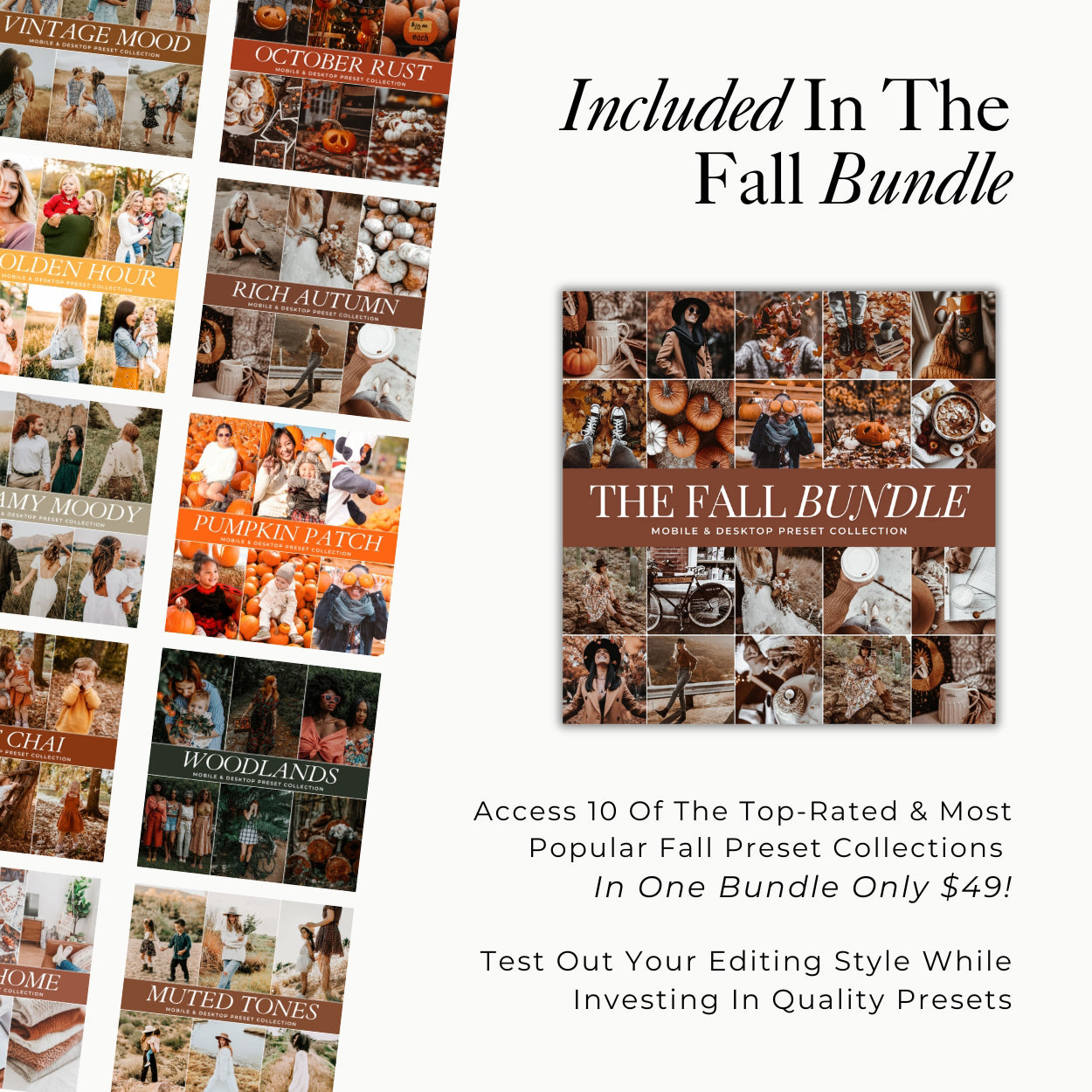 the best fall Lightroom presets and autumn photo editing filters for photographers and instagram photo filters for halloween and moody image edits by Lou And Marks Presets