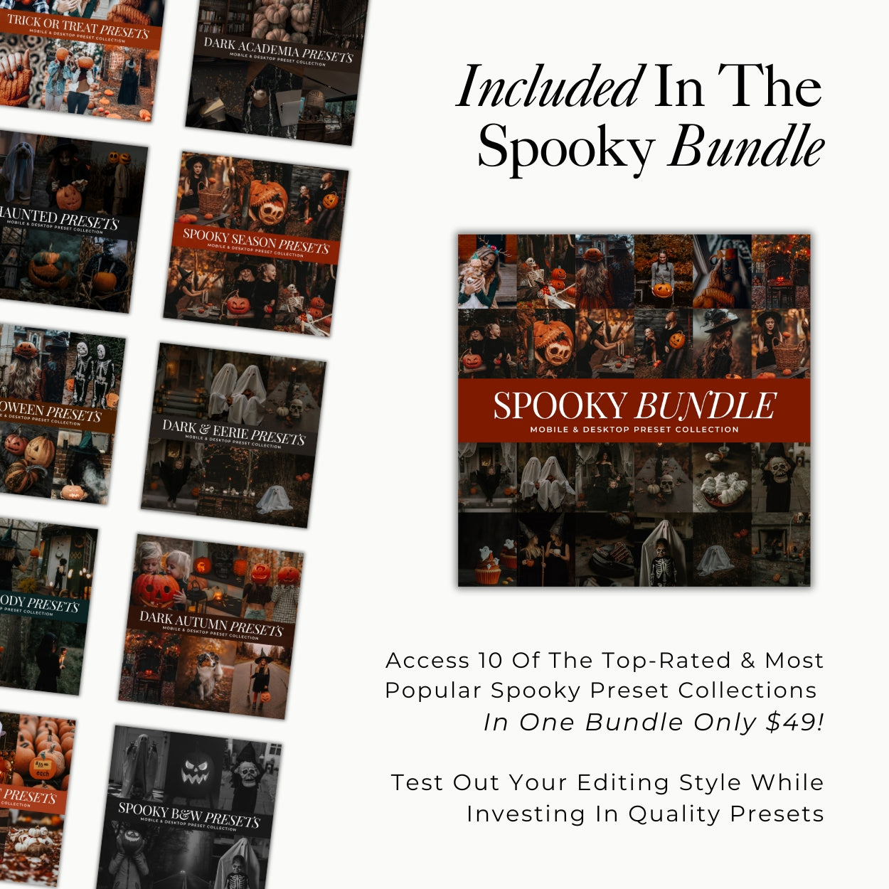 Spooky Halloween Lightroom presets best fall and autumn photo editing filters for instagram and presets for photographers in Adobe Lightroom mobile and Desktop By Lou And Marks Presets
