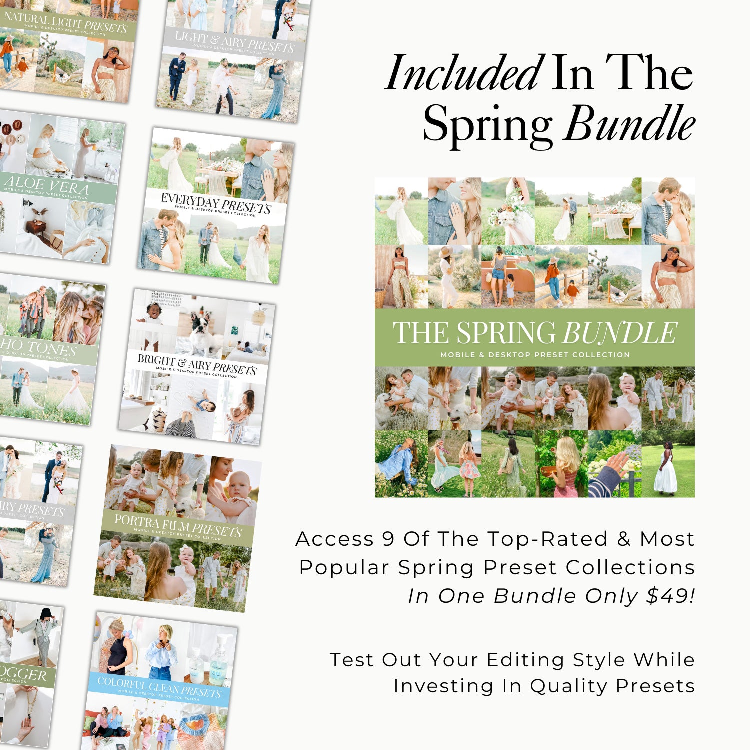 best spring Lightroom Presets for photographers and influencers for instagram filters mobile and desktop editing by lou and marks presets