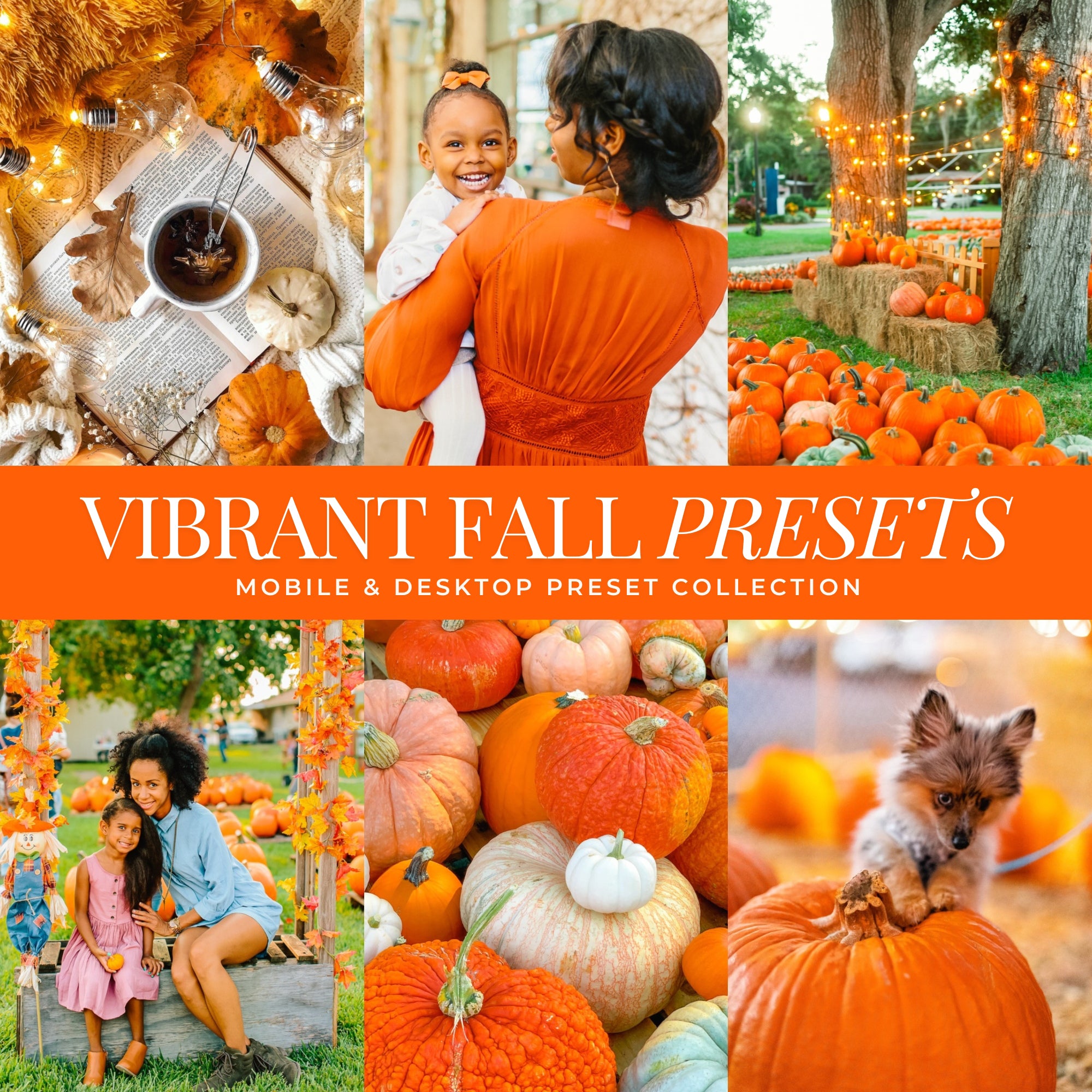 Vibrant Fall Lightroom Presets For Autumn Portraits and Autumn Photo Editing with oranges and fall leaves
