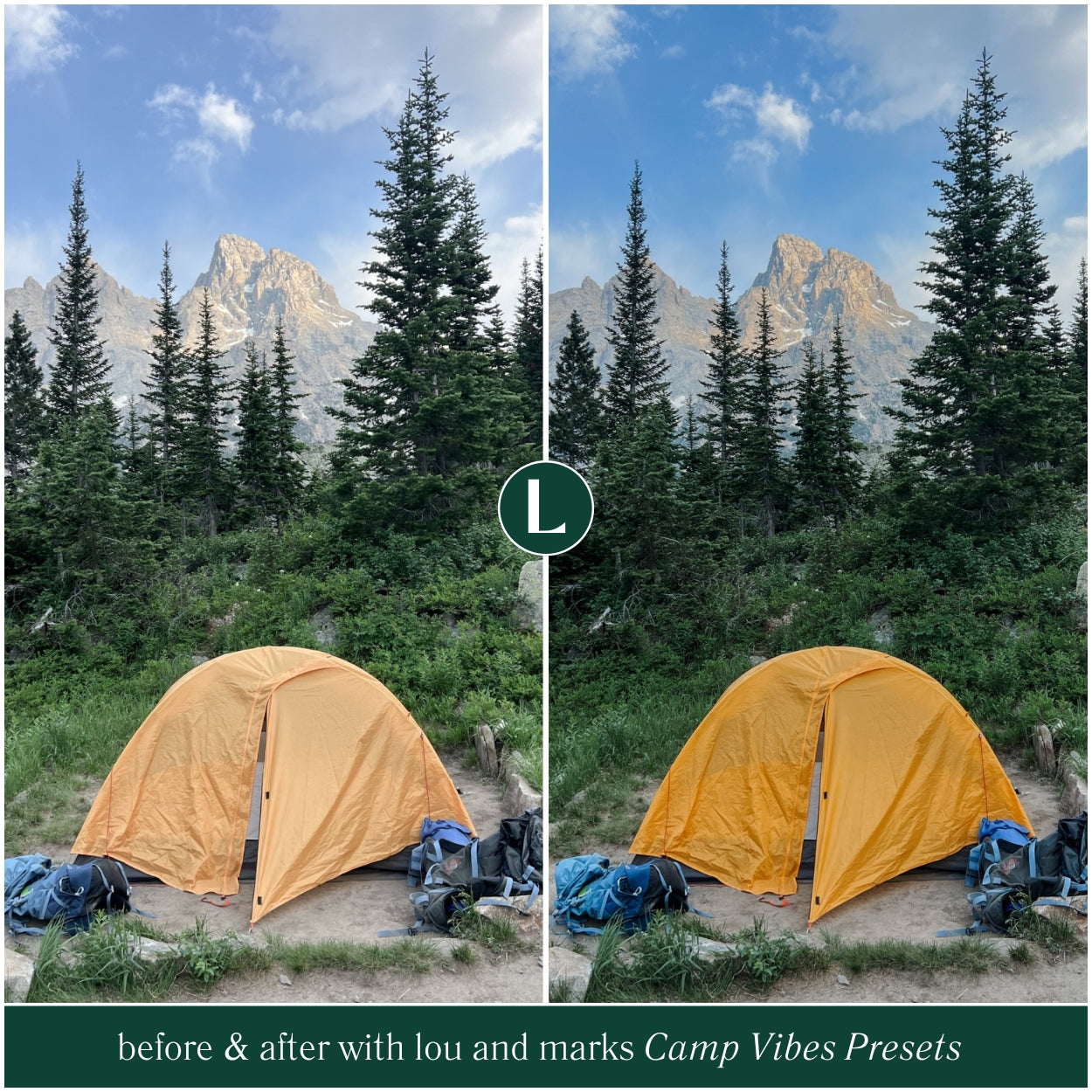 Camping Lightroom Presets For Adobe Photo Editing by Photographers in Adobe Lightroom Mobile and Desktop create professional photo edits for camping hiking and Landscape Instagram and portraits by Lou Marks Presets