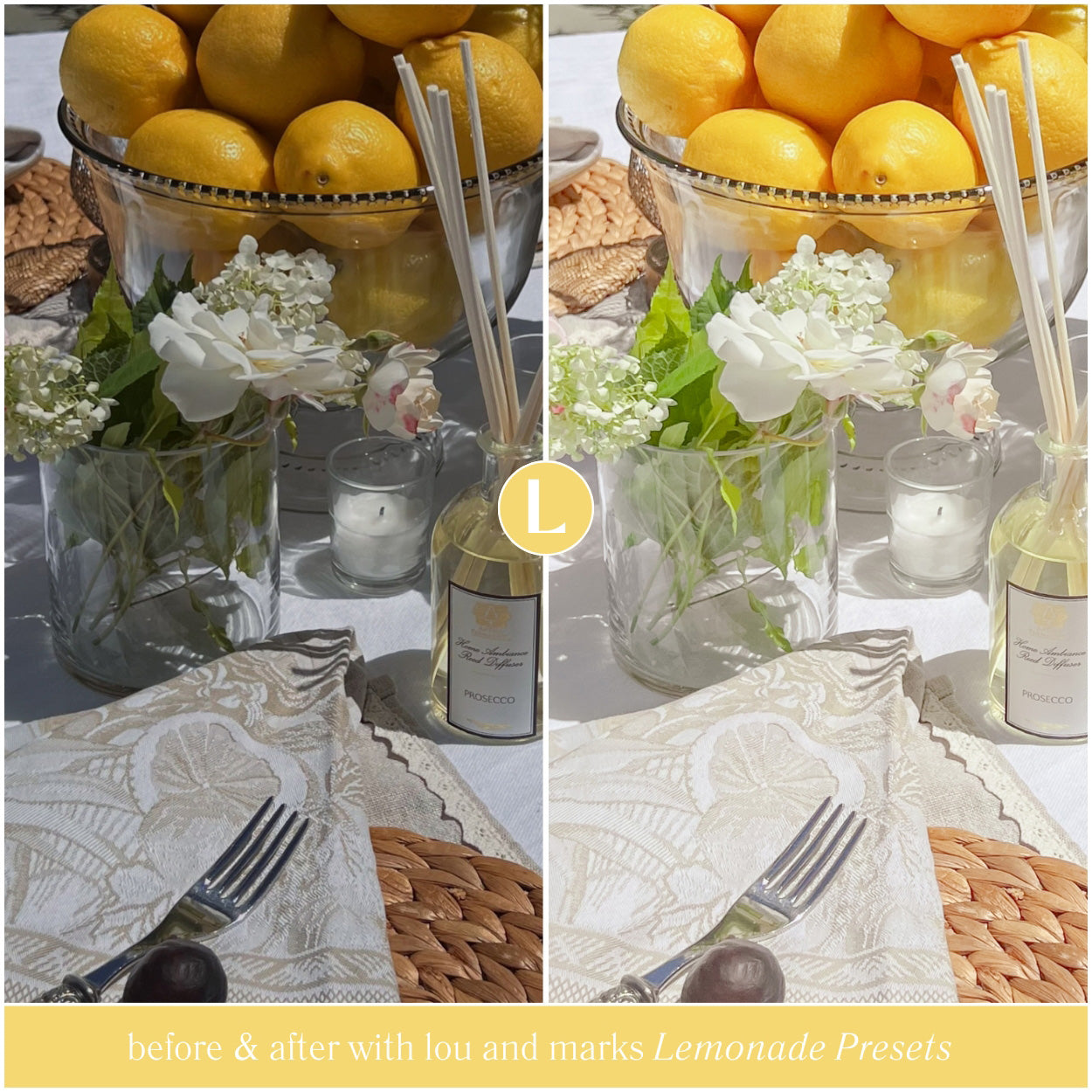 Food Lemonade Airy Warm Lightroom Presets For Adobe Photo Editing by Lightroom Mobile and Desktop create Professional photo edits for travel portraits and Instagram by Lou And Marks Presets