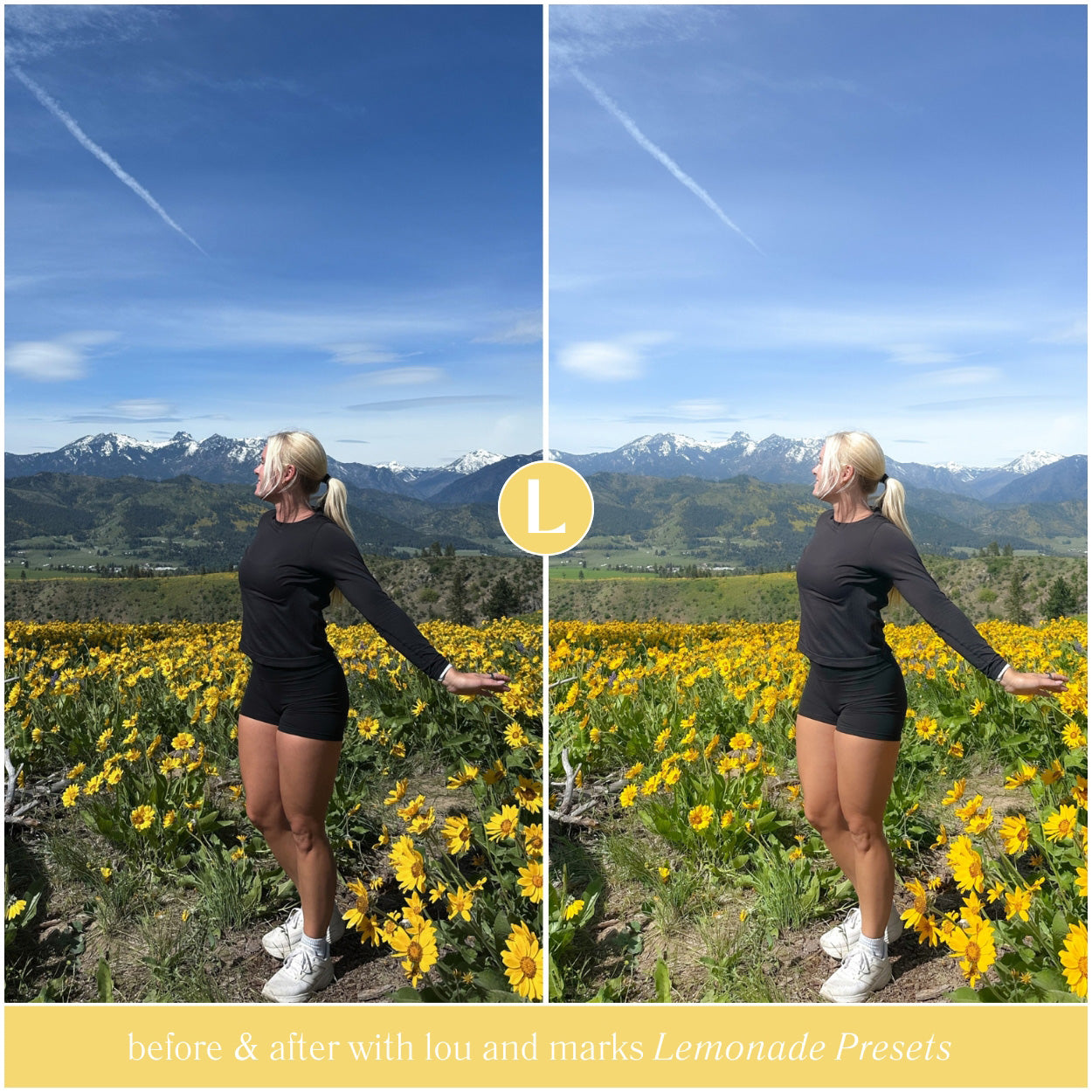 Selfie Lemonade Airy Warm Lightroom Presets For Adobe Photo Editing by Lightroom Mobile and Desktop create Professional photo edits for travel portraits and Instagram by Lou And Marks Presets