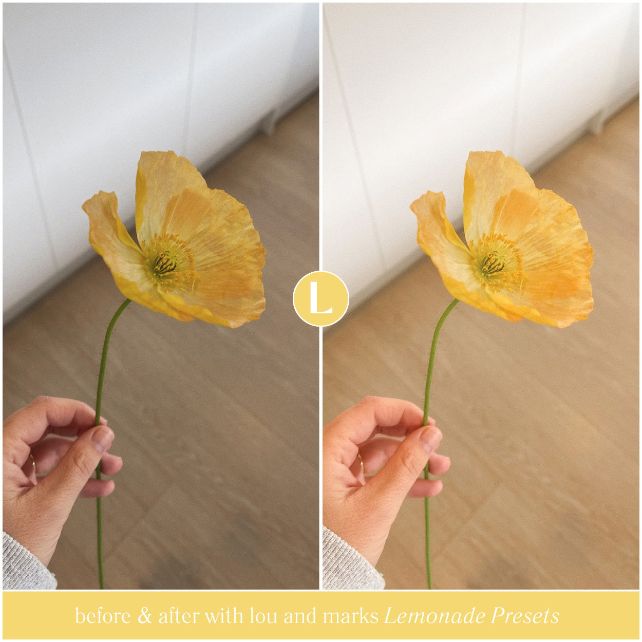 Floral Lemonade Airy Warm Lightroom Presets For Adobe Photo Editing by Lightroom Mobile and Desktop create Professional photo edits for travel portraits and Instagram by Lou And Marks Presets