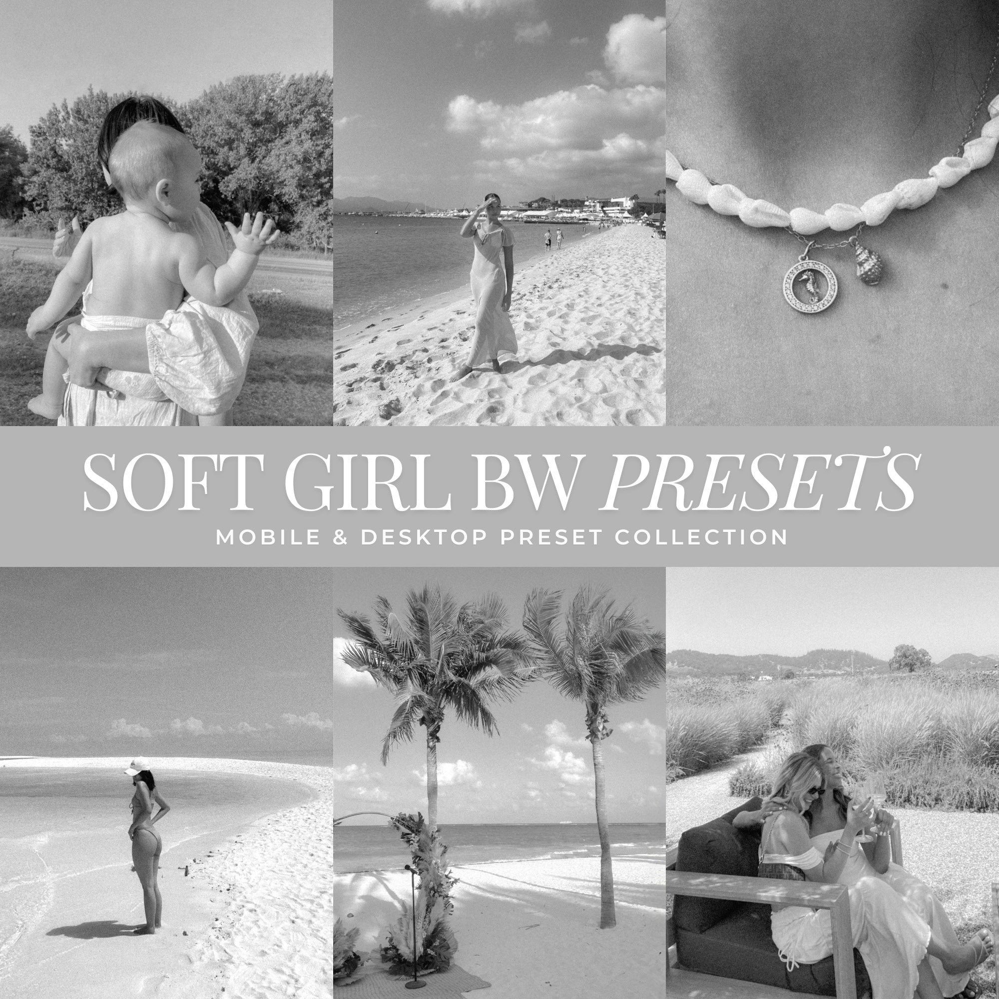 Soft Black And White Lightroom Presets For Adobe Photo Editing by Lightroom Mobile and Desktop create photo aesthetic photo edits for lifestyle and Instagram by Lou And Marks Presets