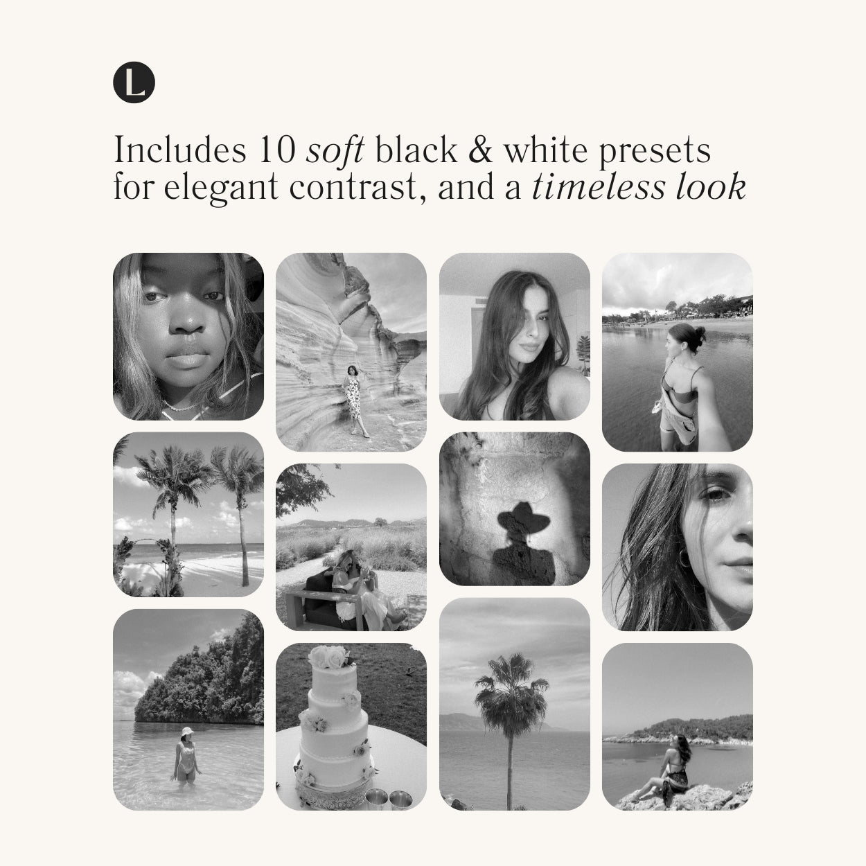 10 Soft Black And White Lightroom Presets For Adobe Photo Editing by Lightroom Mobile and Desktop create photo aesthetic photo edits for lifestyle and Instagram by Lou And Marks Presets