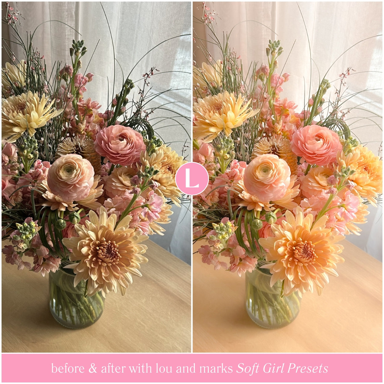Best Soft Girl Lightroom Presets For Adobe Photo Editing by Lightroom Mobile and Desktop create photo aesthetic photo edits for lifestyle and Instagram by Lou And Marks Presets
