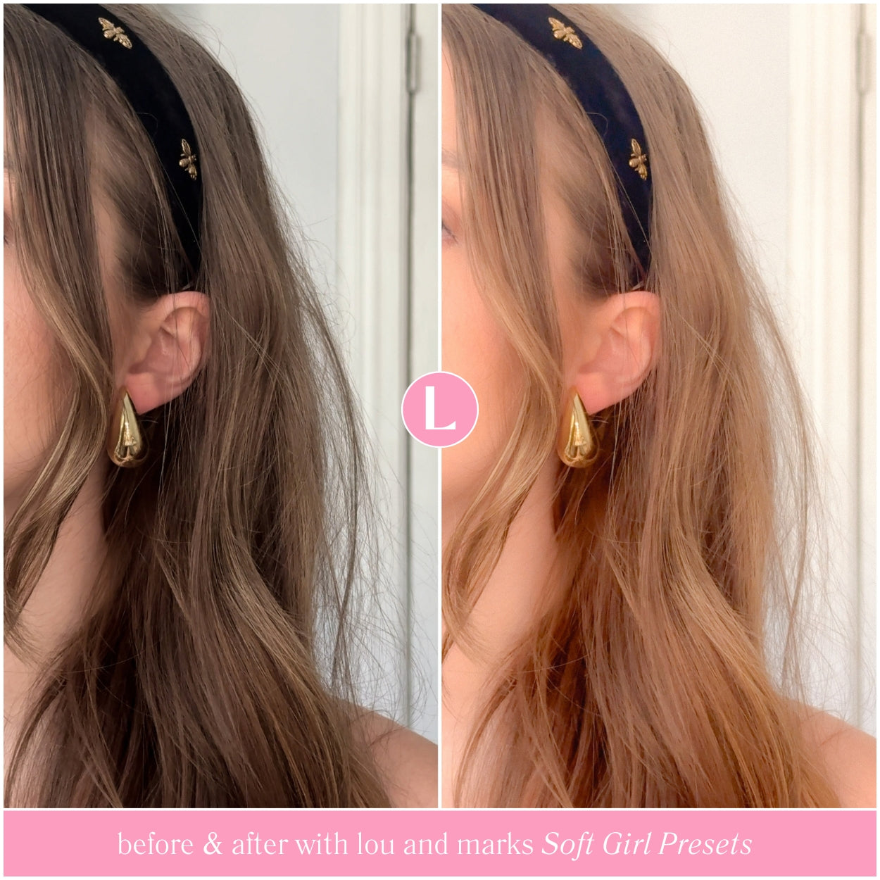 Bright Soft Girl Lightroom Presets For Adobe Photo Editing by Lightroom Mobile and Desktop create photo aesthetic photo edits for lifestyle and Instagram by Lou And Marks Presets