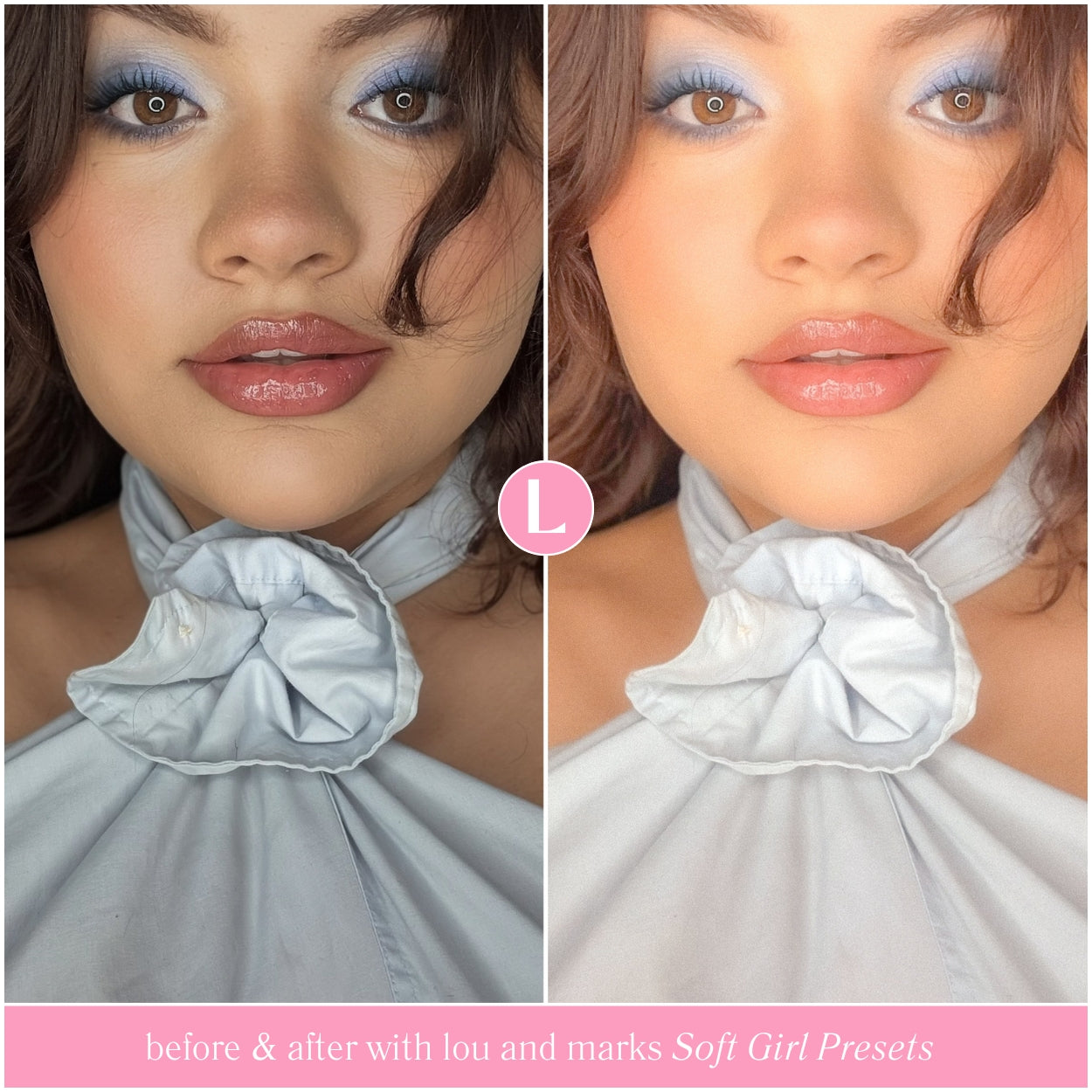 Selfie Soft Girl Lightroom Presets For Adobe Photo Editing by Lightroom Mobile and Desktop create photo aesthetic photo edits for lifestyle and Instagram by Lou And Marks Presets