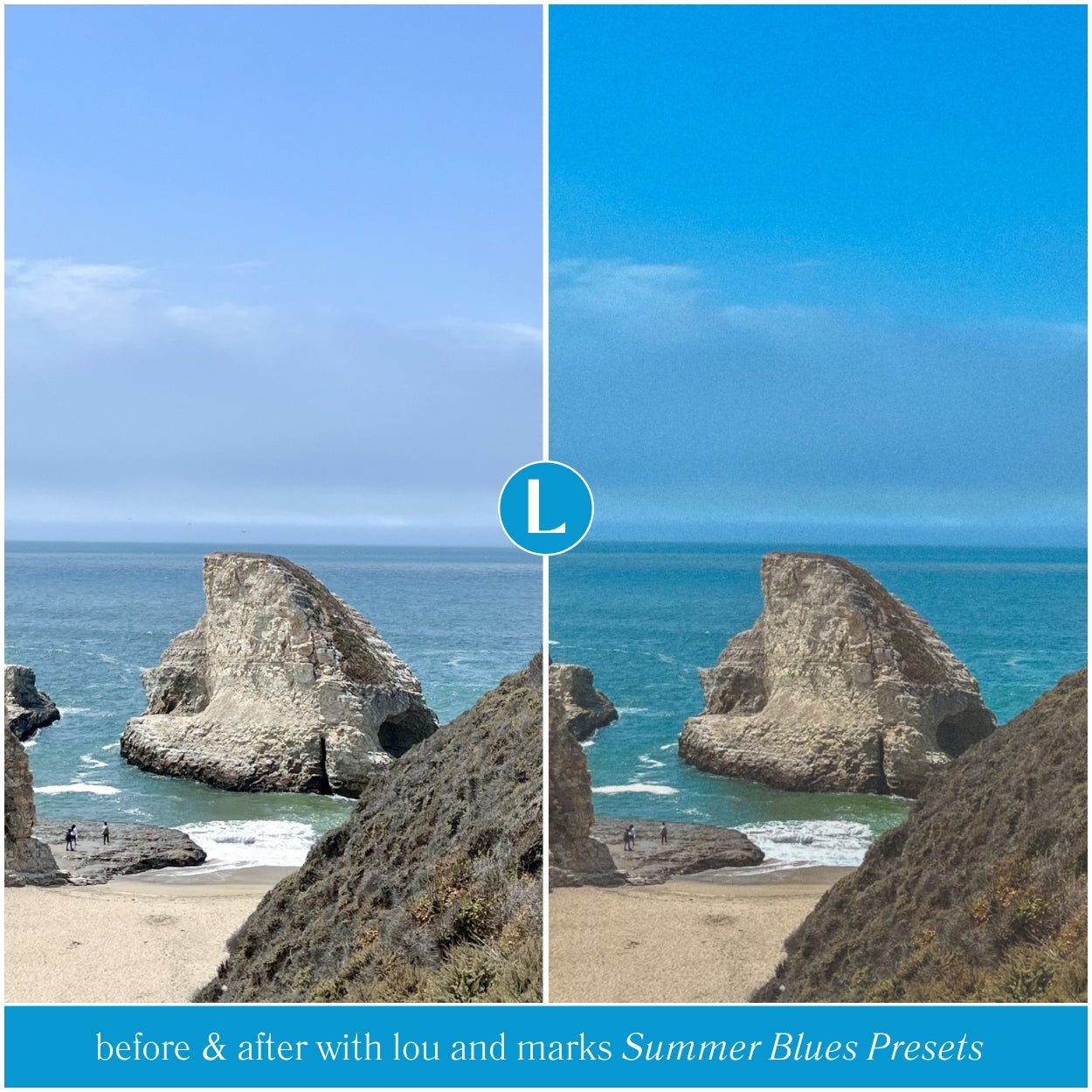 Summer Blues Lightroom Presets For Adobe Photo Editing by Lightroom Mobile and Desktop create trendy film photo edits for travel lifestyle and Instagram by Lou And Marks