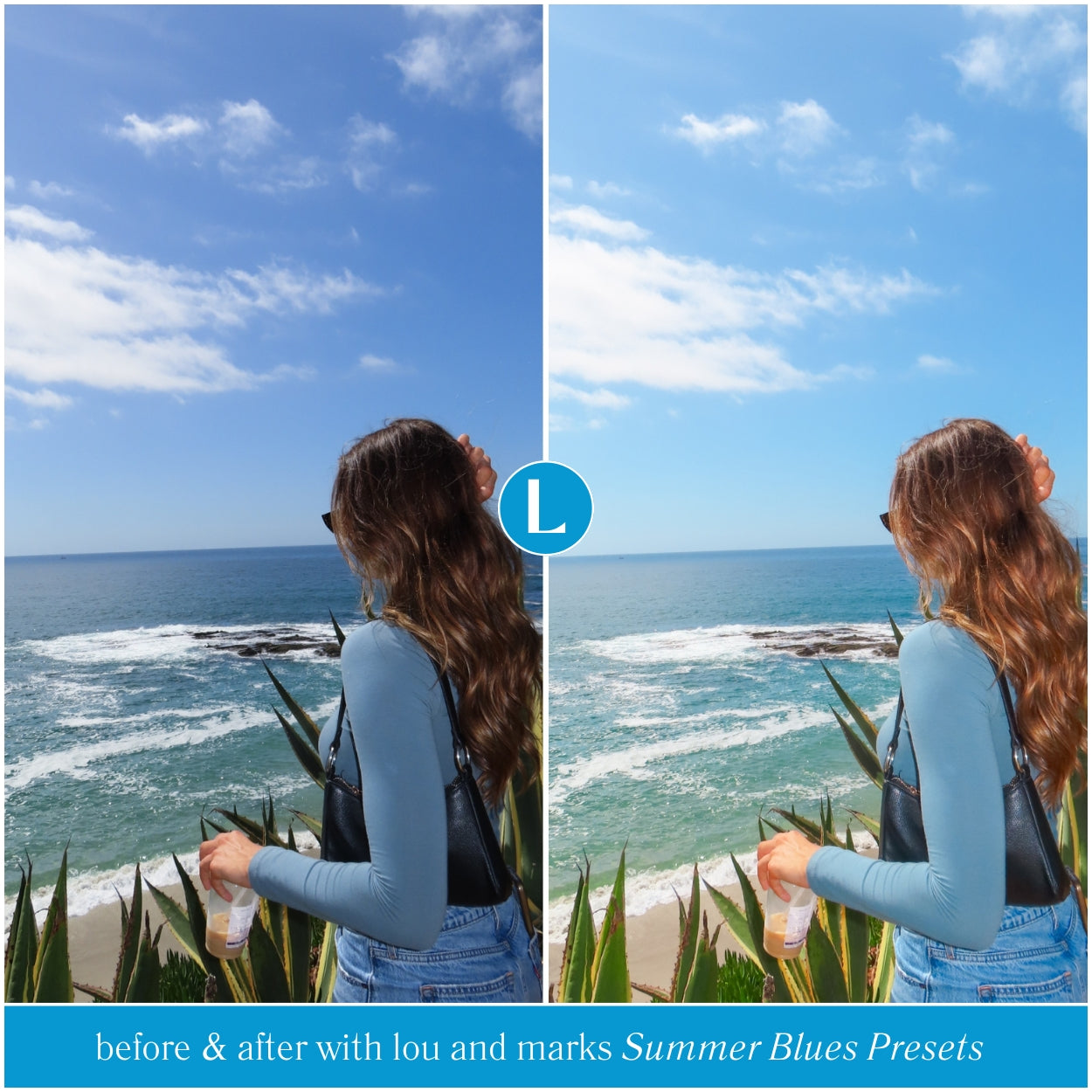 Summer Blues Lightroom Presets For Adobe Photo Editing by Lightroom Mobile and Desktop create trendy film photo edits for travel lifestyle and Instagram by Lou And Marks Presets 2025