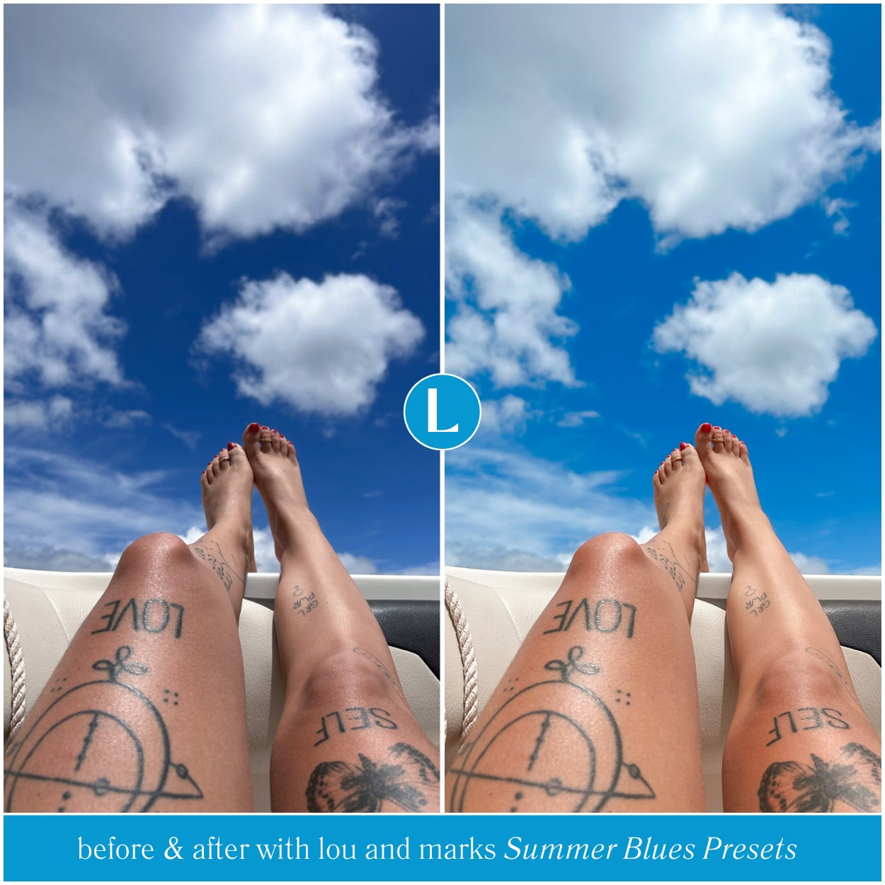 Summer Blues Lightroom Presets For Adobe Photo Editing by Lightroom Mobile and Desktop create trendy film photo edits for travel lifestyle and Instagram by Lou Marks