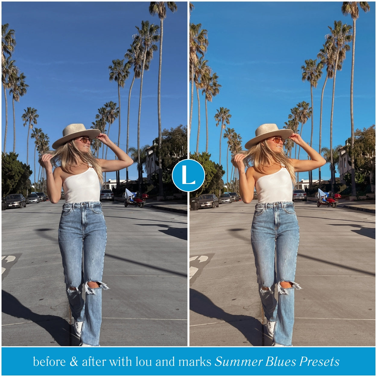 Best Summer Blues Lightroom Presets For Adobe Photo Editing by Lightroom Mobile and Desktop create trendy film photo edits for travel lifestyle and Instagram by Lou And Marks Presets