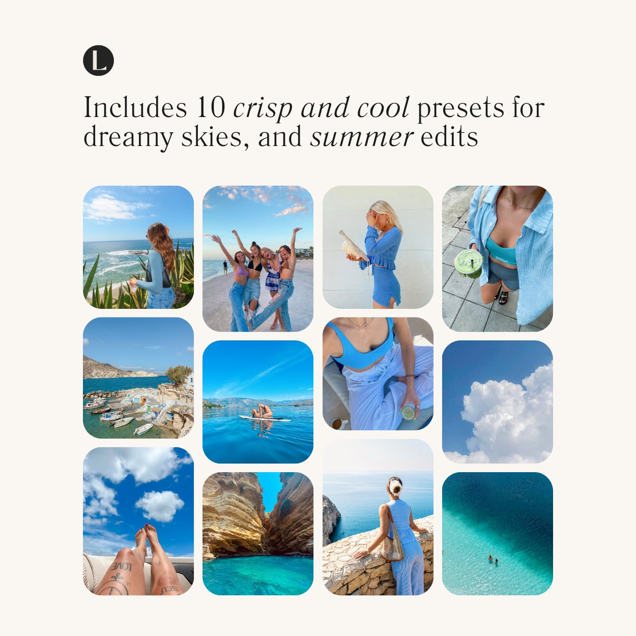 10 Summer Blues Lightroom Presets For Adobe Photo Editing by Lightroom Mobile and Desktop create trendy film photo edits for travel lifestyle and Instagram by Lou And Marks Presets