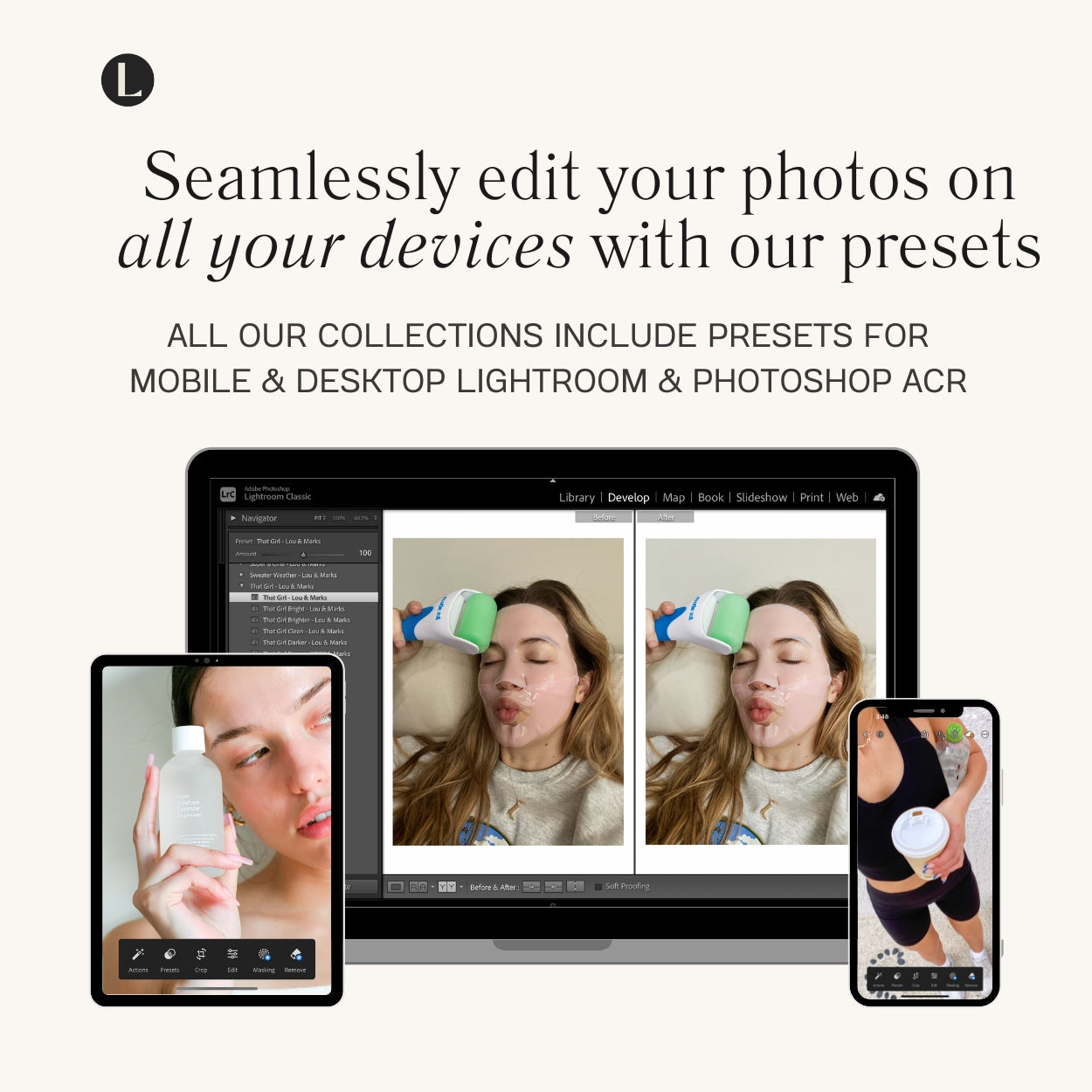 Mobile That Girl Clean Lightroom Presets For Adobe Photo Editing by Lightroom Mobile and Desktop create photo aesthetic photo edits for lifestyle and Instagram by Lou And Marks Presets