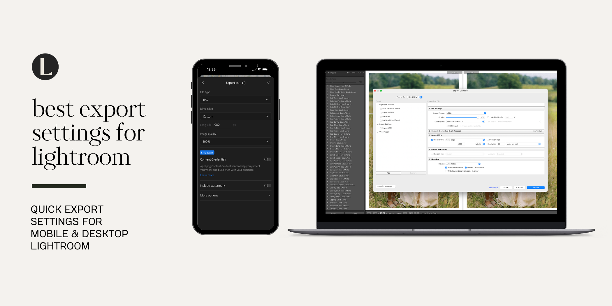 Best Lightroom export settings for printing photos and sharing photos to Instagram 