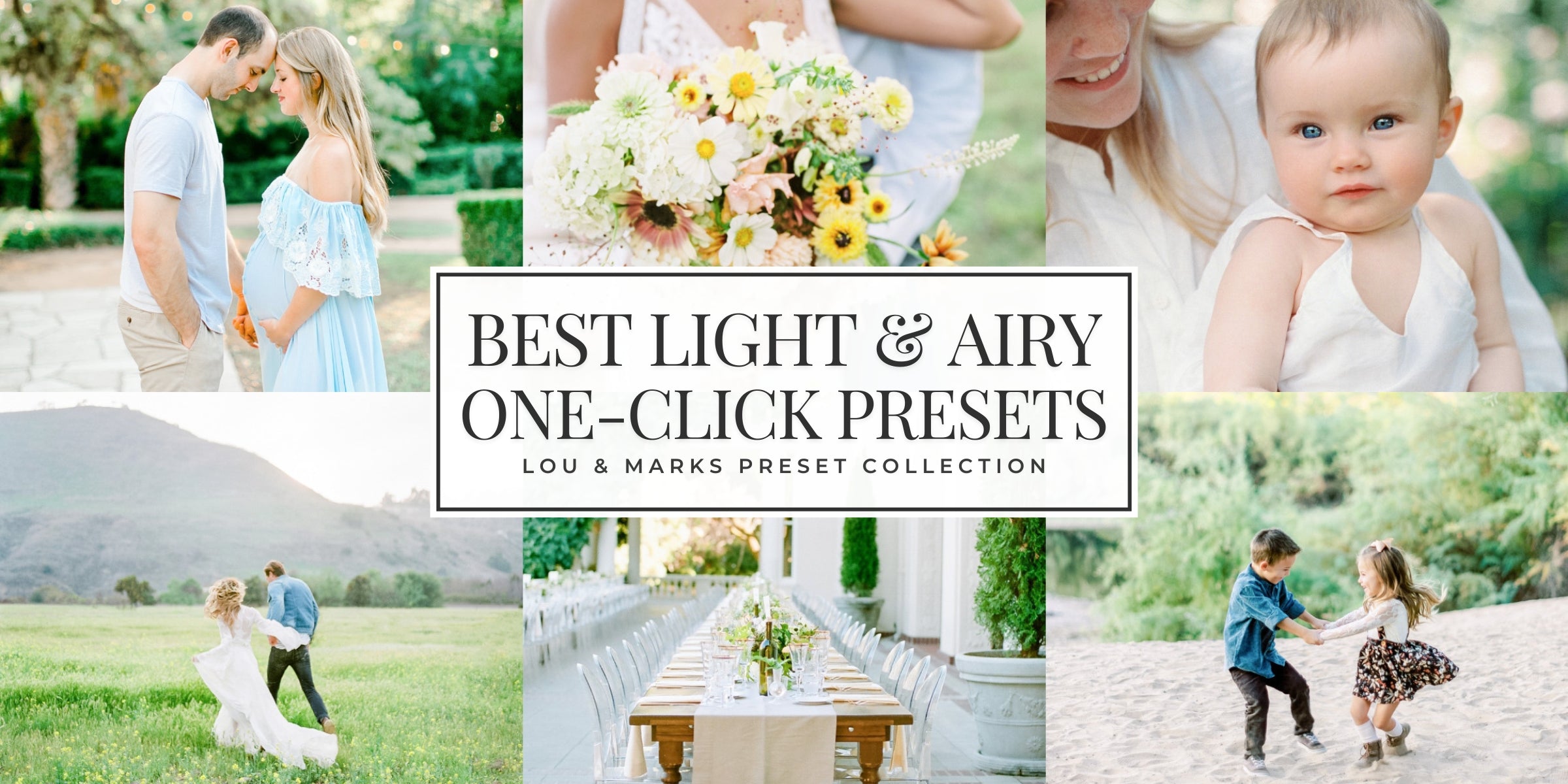 photo edited with light and airy presets for lightroom in a collage