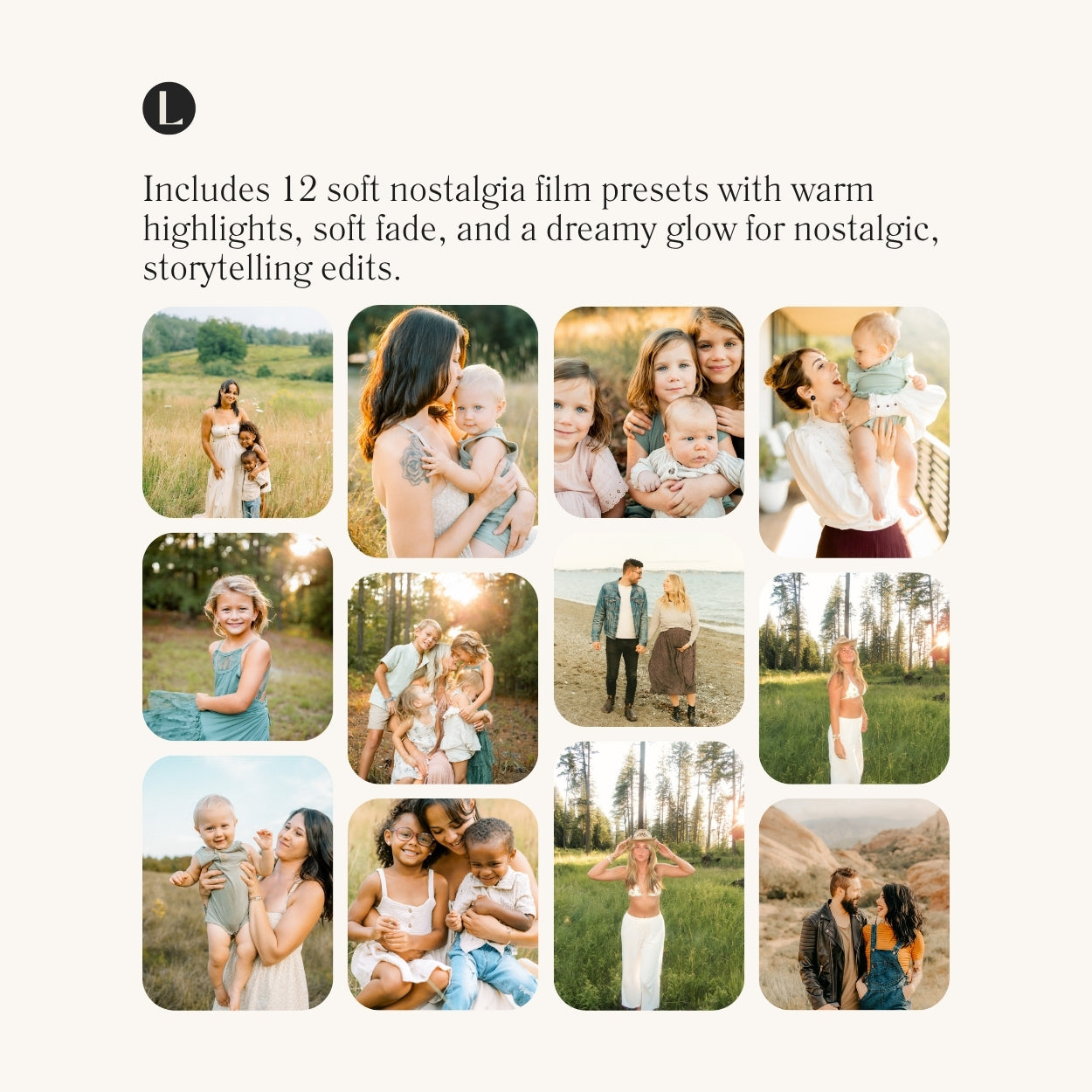 Soft nostalgia preset applied to portrait with faded highlights and natural, emotional tones