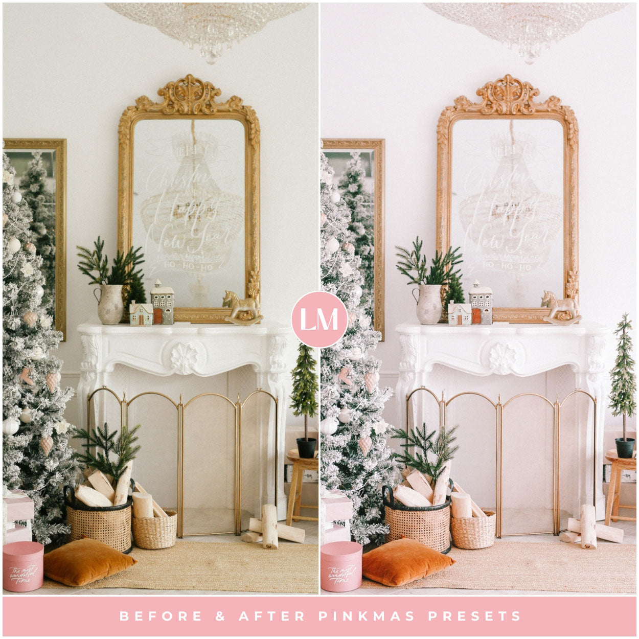 best pink Christmas Lightroom presets for instagram and winter holiday photos for Lightroom and photoshop editing photos by Lou and marks presets for instagram