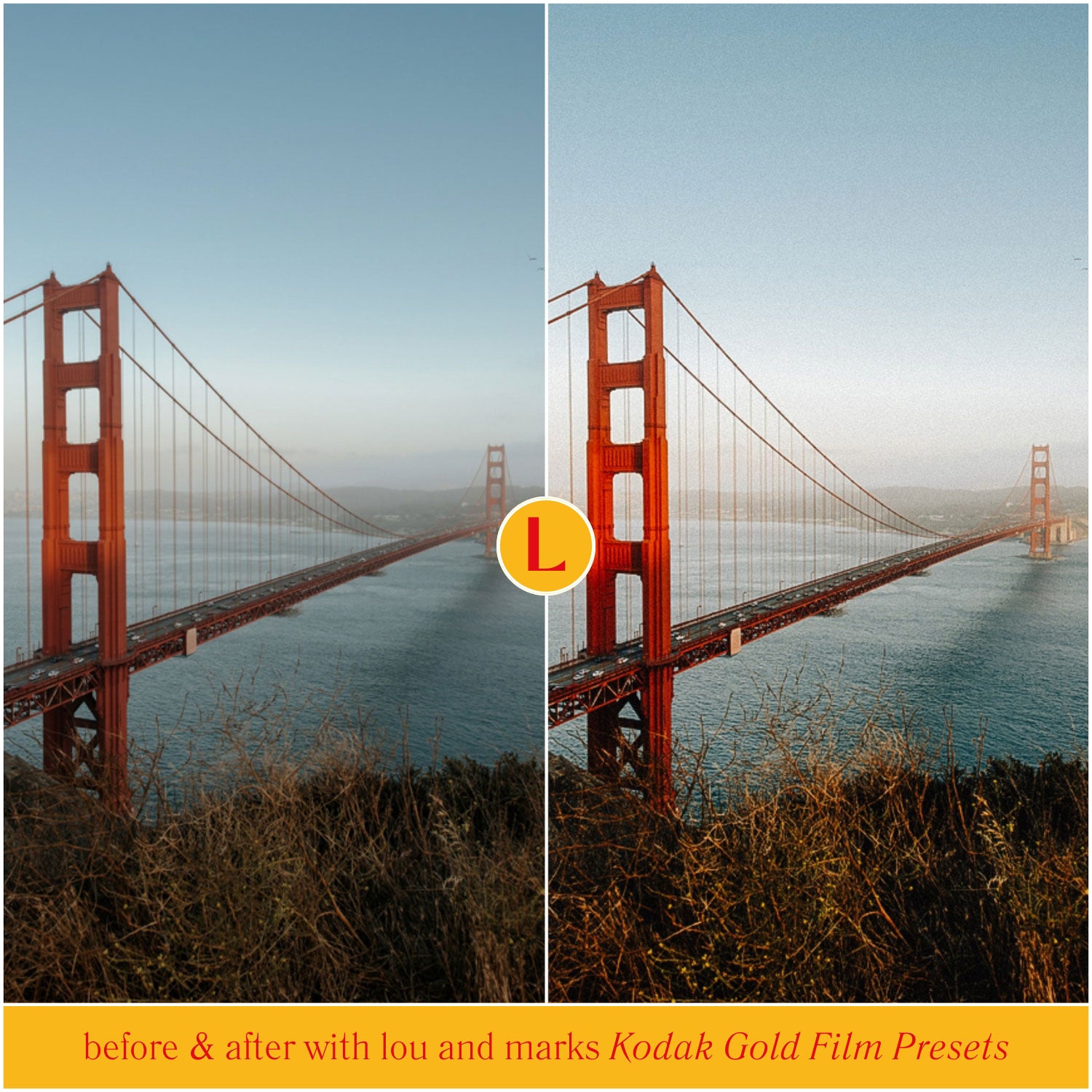 Kodak Gold Film Lightroom Presets for photographer photo editing and Instagram photo editing in Adobe Lightroom in one click for street photographers