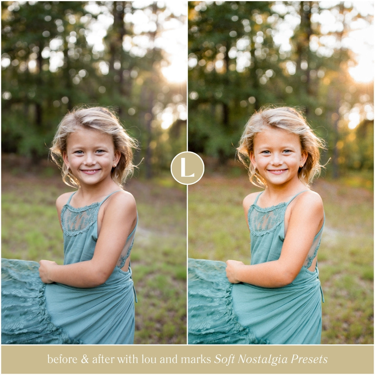 Film-style Lightroom preset for portraits with warm tones, soft fade, and natural light