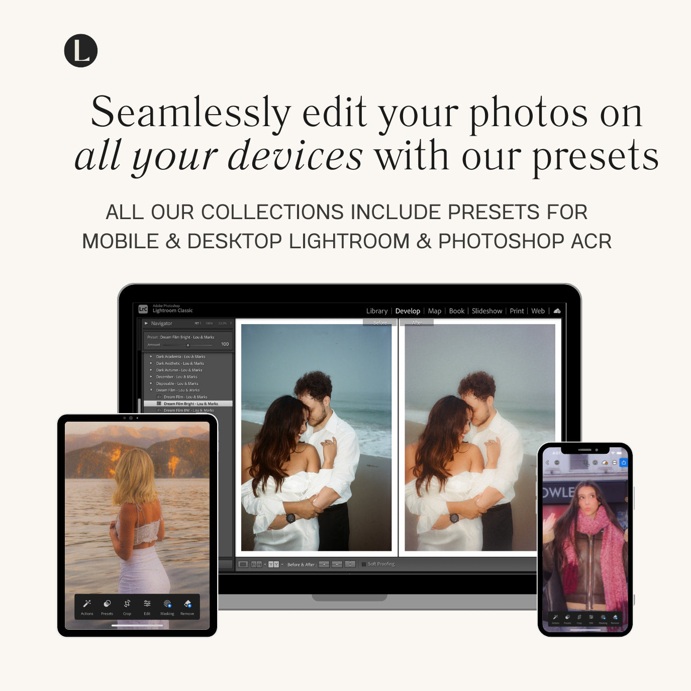 Dreamy Film Lightroom Presets for photographer and Instagram influencer photo editing in Adobe Lightroom by Lou And Marks Presets Lightroom and Photoshop Filters