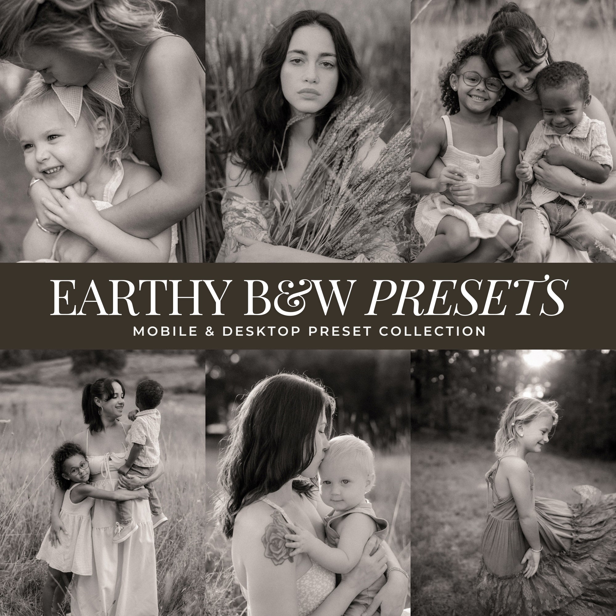 Earthy black and white Lightroom preset applied to lifestyle photo with soft contrast and natural tones by Lou & Marks Presets