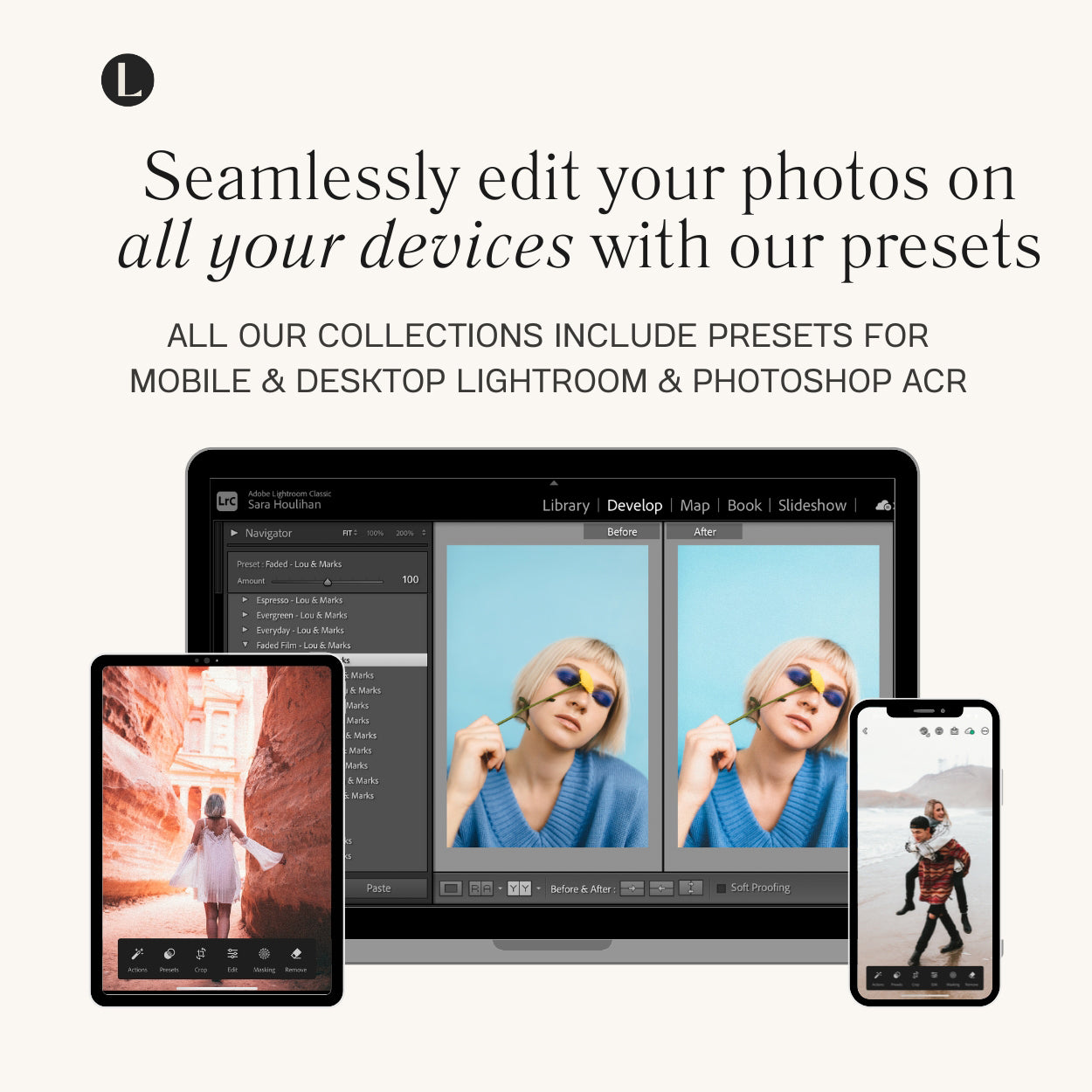 Faded Film Lightroom Presets for photographer and Instagram influencer photo editing in Adobe