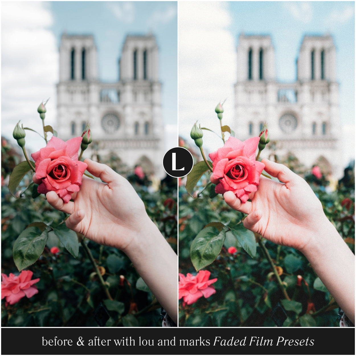 Faded Film Lightroom Presets for photographer and Instagram influencer photo editing in Adobe Lightroom by Lou & Marks