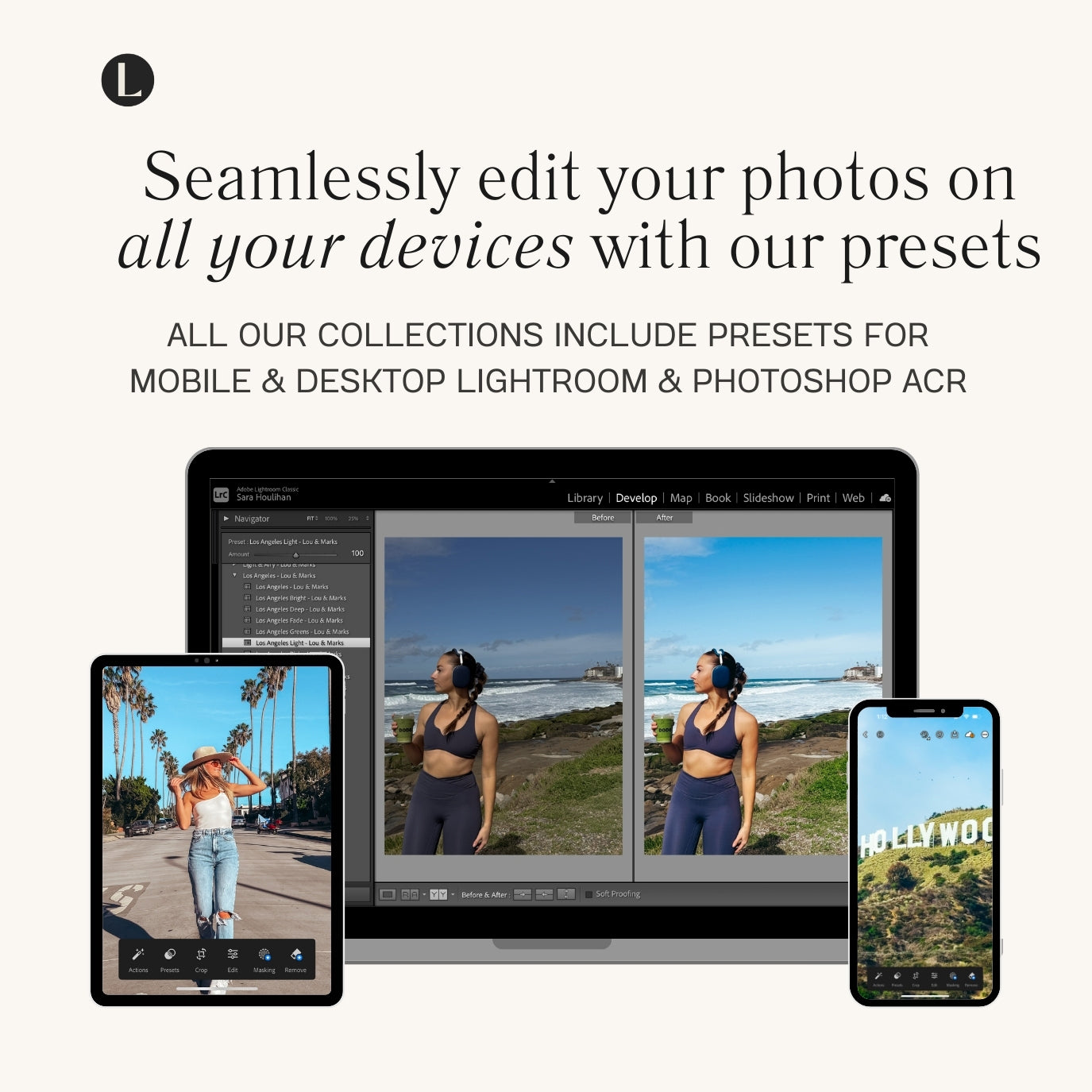 Los Angeles Lightroom Presets for photographer and Instagram influencer photo editing in Adobe Lightroom by Lou And Marks