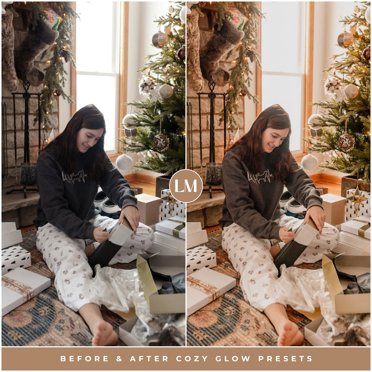 Cozy Glow Christmas Lightroom Presets For Photographer Holiday Photo Editing By Lou And Marks