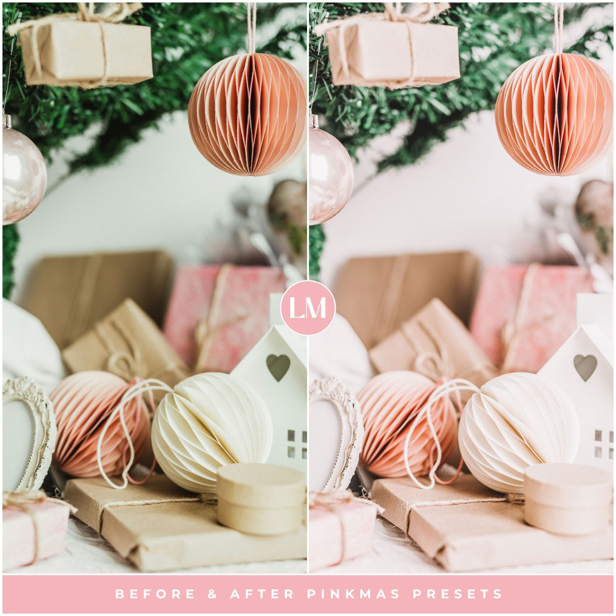 best pink Christmas Lightroom presets for instagram and winter holiday photos for Lightroom and photoshop editing photos by Lou and marks presets for pink