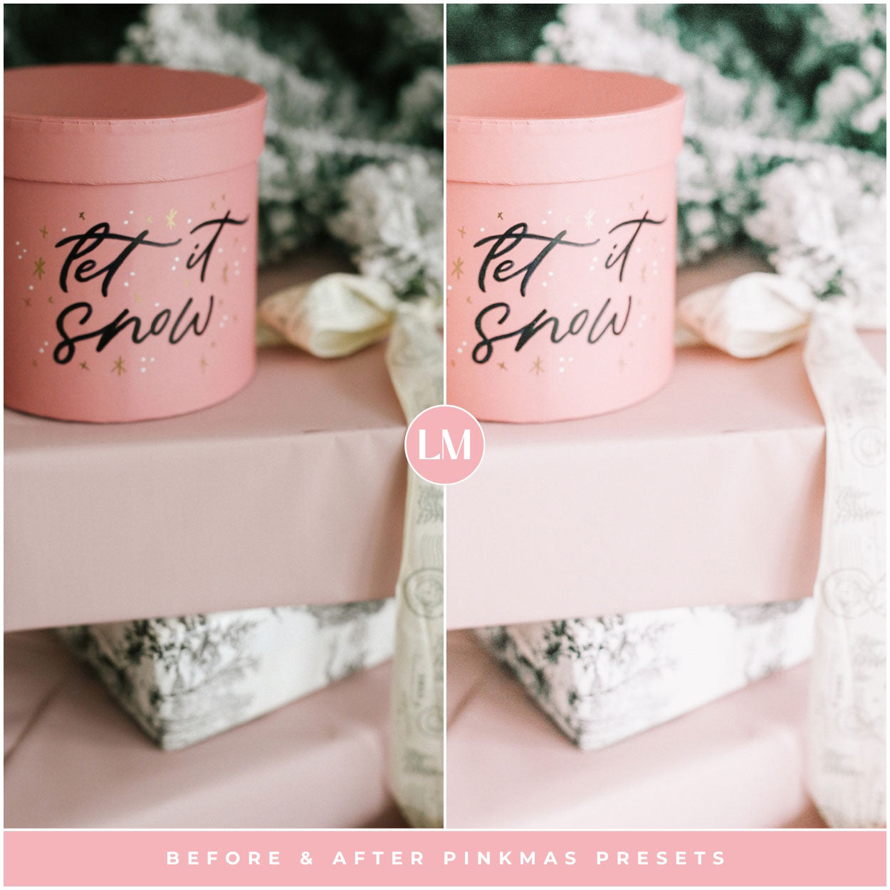 best pink Christmas Lightroom presets for instagram and winter holiday photos for Lightroom and photoshop editing photos by Lou and marks presets for lifestyle