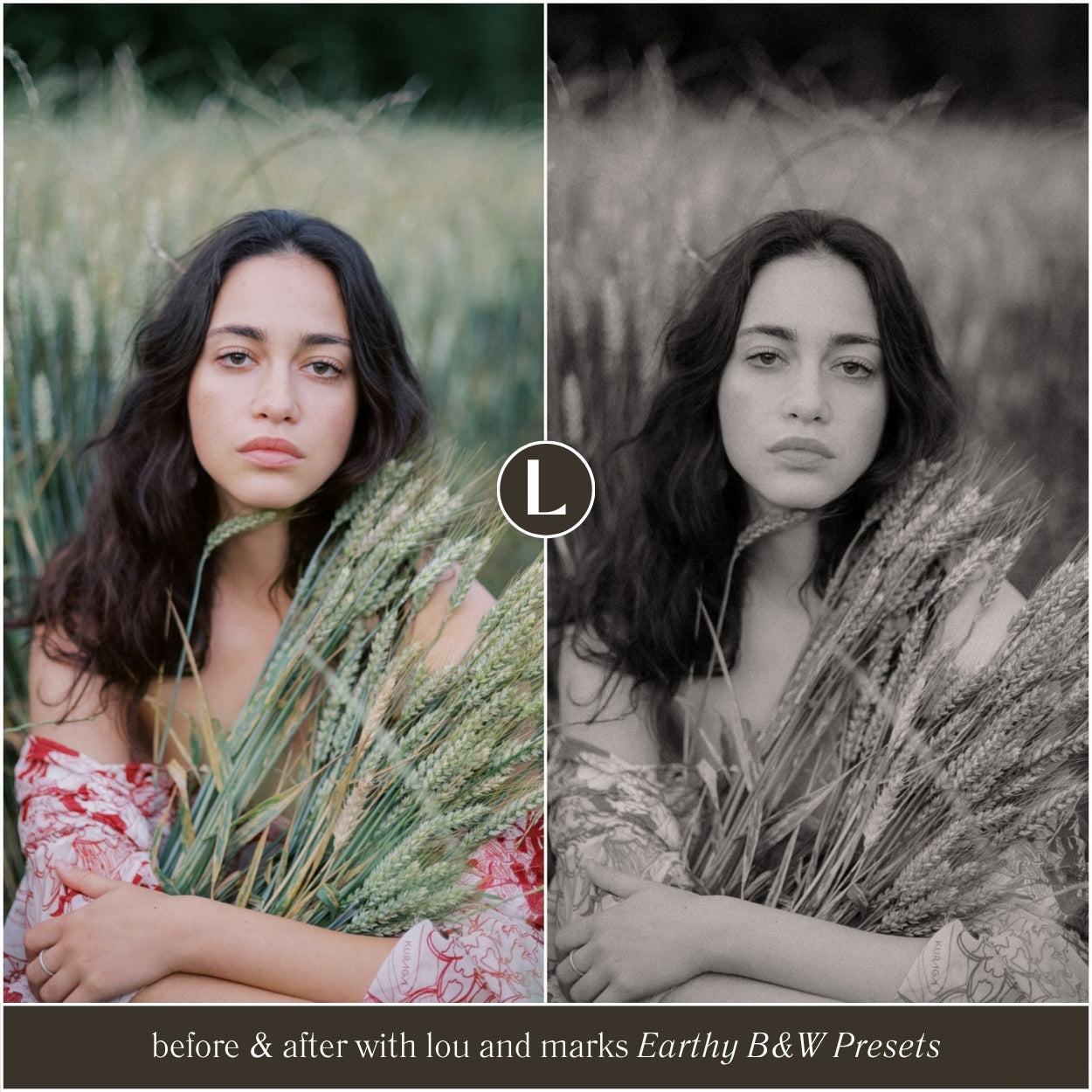 Earthy black and white Lightroom presets for mobile and desktop with natural film-style editing