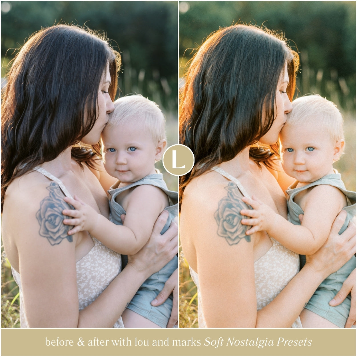 Family photo edited with soft film Lightroom preset for warm light and timeless feel