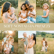 Soft nostalgia film Lightroom preset applied to family photo with warm tones and dreamy light by Lou & Marks Presets