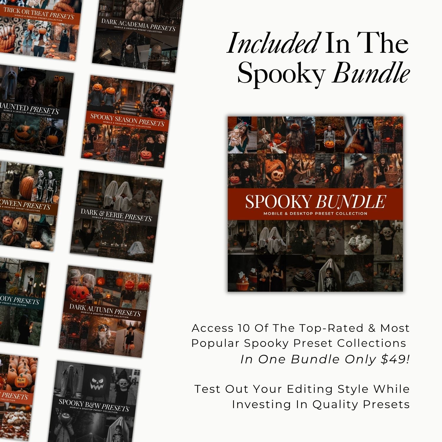 Spooky Halloween Lightroom presets best fall and autumn photo editing filters for instagram and presets for photographers in Adobe Lightroom mobile and Desktop By Lou And Marks Presets
