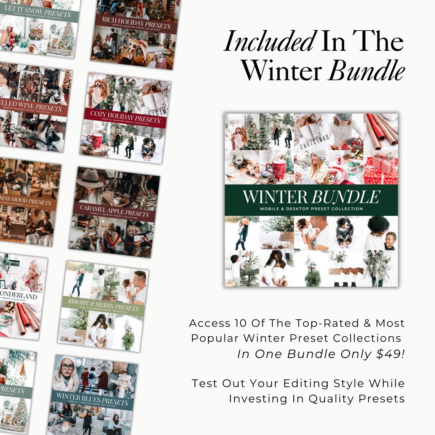 best winter photo editing Lightroom presets for photographers and instagram photo posts for portraits and weddings and influencers by Lou And Marks Presets