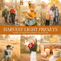 Harvest Light Fall Lightroom Presets for Adobe Lightroom Mobile & Desktop and Photoshop ACR — professional photo editing filters for photographers, Instagram, weddings, and portraits by Lou & Marks Presets.