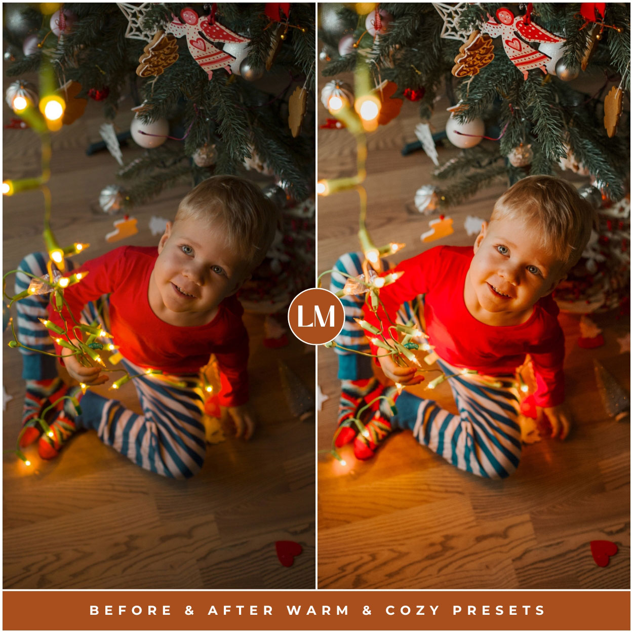 top Warm and Cozy Christmas Lightroom presets for adobe Lightroom by Lou and marks presets